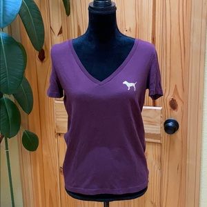 PINK sparkle dog V neck tee